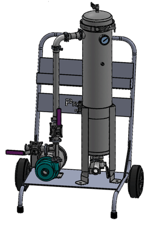 Cart Mounted Bag Housing with 0-14 GPM AOD Diaphragm Pump